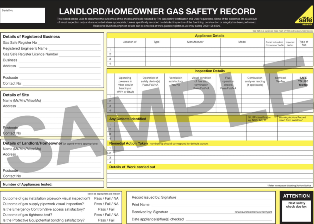 landlord gas safety certificate greater london